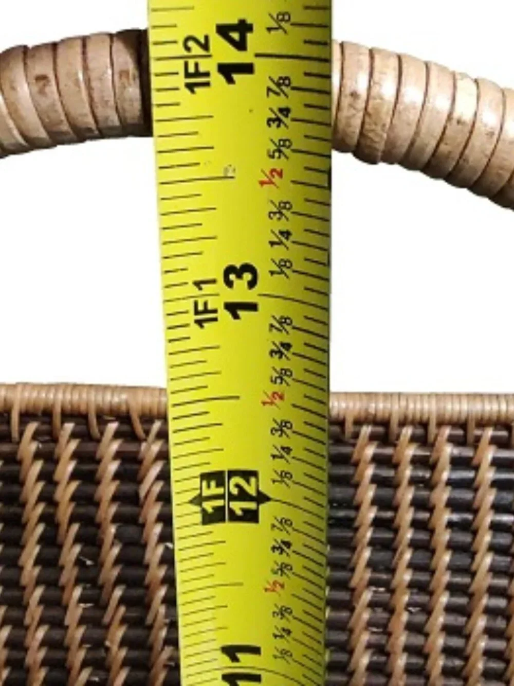 OOAK Wicker Rattan Willow Wood Hanging Basket Single Handle, Repaired